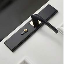 Matt schwarzes modernes Türgriff-Schloss-Set - Modischer Innentürgriff mit Schlüssel, kratzfeste Heim-, Schlafzimmer- und Badezimmertürverriegelung - schwarzes Gold - Übersicht 5