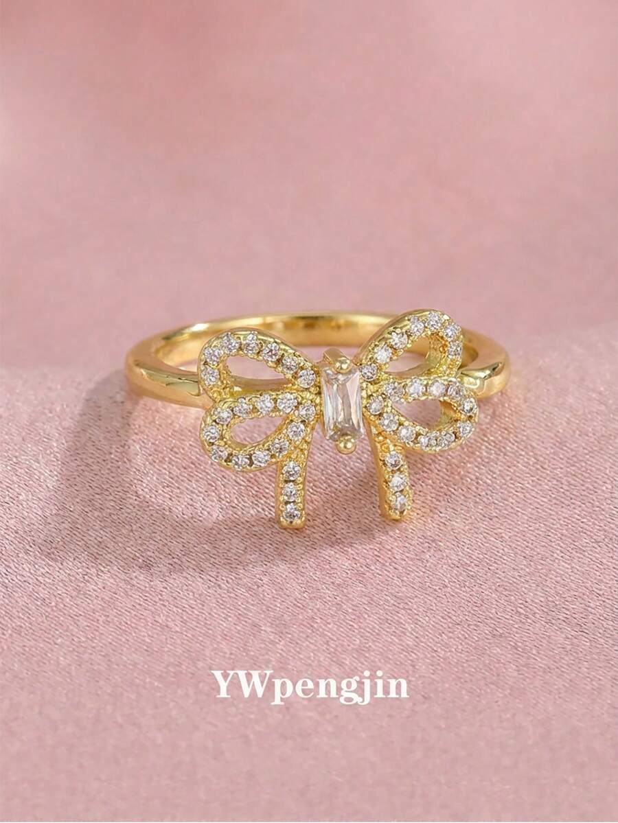 3pcs Elegant Fashion Gold Bowknot Rings, Suitable For Daily Wear, Accessories For All Seasons, Great Gift Item