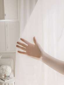 1片装现代简约白色薄纱窗帘，柔和色调，适用于高档客厅和卧室的平房窗户。采用罗马帘杆工艺，可机洗，家用窗帘。 - 白色 - 查看 9