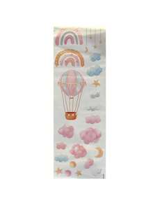 1pc Pink Hot Air Balloon, Moon, Star, Cloud Wall Sticker - Removable Decal, Suitable For Baby Girl Nursery, Bedroom, Baby Shower Party Home Decor Gift - Pink - View 7