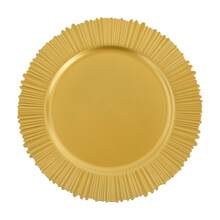 100 Pcs Antique Charger Plates Bulk 13 Inch Embossed Rim Plastic Party Dinner Plate Chargers Round Decorative Server Plate For Wedding Party Event Tableware (100pcs) - 金色 - 查看 1