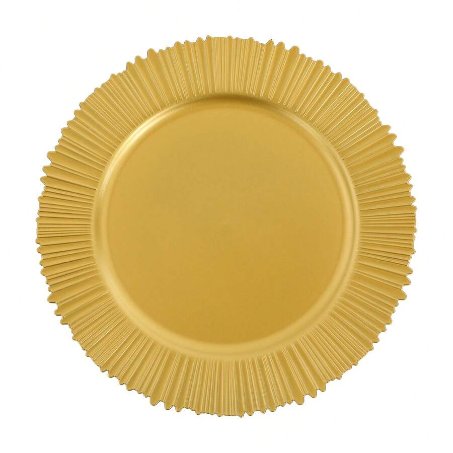 100 Pcs Antique Charger Plates Bulk 13 Inch Embossed Rim Plastic Party Dinner Plate Chargers Round Decorative Server Plate For Wedding Party Event Tableware (100pcs) - 金色 - 查看 1