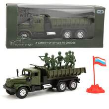 1:43 Niño Niño Tire hacia atrás Coche de juguete Modelo de vehículo de alta simulación con camión con sonido ligero - Verde militar - Ver 1