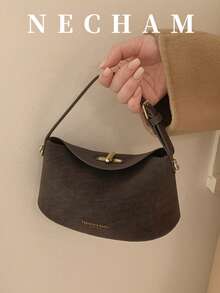 1 Túi xách nữ thiết kế tối giản, túi đeo vai hình hộp - Cà phê - Xem 9