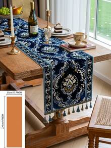 1 chiếc khăn trải bàn hình chữ nhật kiểu Mỹ cổ điển, họa tiết hoa màu xanh dương thêu chỉ vàng, thích hợp cho các buổi họp mặt ngày lễ, tiệc tùng, bàn ăn tối, bàn làm việc, bàn cà phê, trang trí nhà cửa, phù hợp cho mọi mùa. - Màu xanh lam - Xem 20