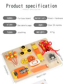Children's Multifunctional Montessori Early Education Wooden Toys, Puzzle Balloon Busy Board Lock Learning Aids - Multicolor - View 4