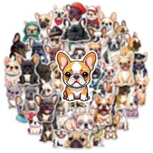 50张卡通法国斗牛犬涂鸦系列贴纸，适用于剪贴簿、日记、笔记本电脑、水瓶、汽车和其他信仰主题设计，带有积极信息的礼物 - 彩色 - 查看 9