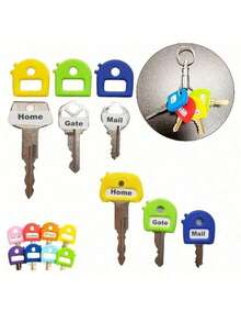 1pc/4pcs/6pcs/8pcs/10pcs Colors Of Keychains With Labels, 2. 8cm/1. 1 Inch Retractable Identifier, Fits Most Keys, Soft Cover With Identification Label Easy Identification Of Door Keys - Stylish, Easy To Install, Includes Blank And Pre-Printed Labels, Men's Home Office Organization Accessories - Multicolor - View 4