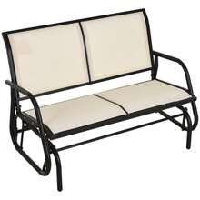 Rocking Chair, 2-Seater Garden Bench, Garden Swing, Park Bench, Metal Garden Furniture, Black And Beige, 120 X 70 X 85 Cm - A - 查看 9