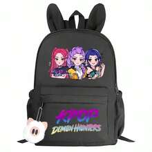 1pc K-Pop Anime Cartoon Print Student Fashion Casual Backpack, Cute Rabbit Ear Design, Lightweight - Multicolor - View 1