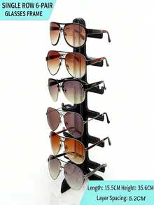 1pc 6-Slot Eyeglasses Display Stand, Fashion Glasses Glasses Display Rack, Eyewear Store Counter Exhibition Shelf - Black - View 6