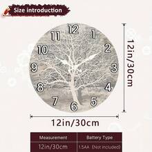 A Decorative Silent Wall Clock Designed With A White Tree Branch, Suitable Home Decor And As A, Powered By AA Batteries. - 12吋/30厘米 - 查看 4