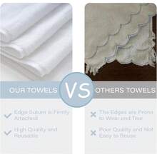 Cotton Scalloped Hand Towels 600 GSM Embroidered Soft Absorbent Decorative Bath Towels Bathroom Hotel Spa Yoga Sport Blue 1-Pack 27 L X 16 P6UB - 藍色 - 查看 7