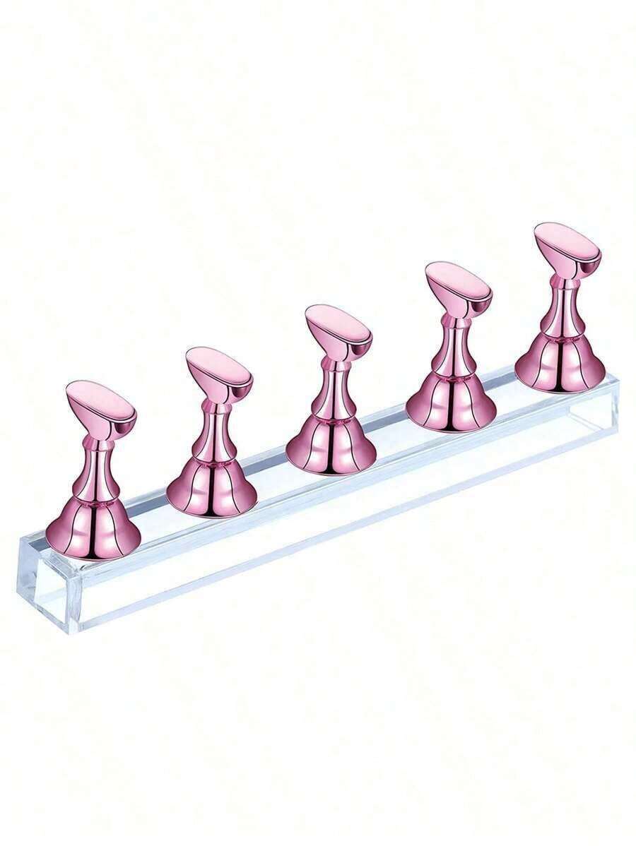 Nail Stand For Press On Nails Display, Magnetic Fake Nails Holder For Painting Nails Practices, Beginner Acrylic Nail Art Kit Accessories, Nail Salon Equipment And Decor,Nail Supplies,Nail Tools,Nail Art Tools,Back To School,Nails,Nail Tools For Press On Nails - Hồng - Xem 1