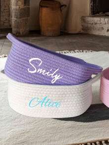 1个小型手工编织收纳篮，适用于客厅、卧室、书桌、床头柜等场所，可收纳化妆品、玩具、宠物用品、遥控器等，是情人节的理想礼物，也是送给她、女儿、学生、儿子的个性化独特礼物，适合周年纪念日、生日等场合。 - 彩色 - 查看 3