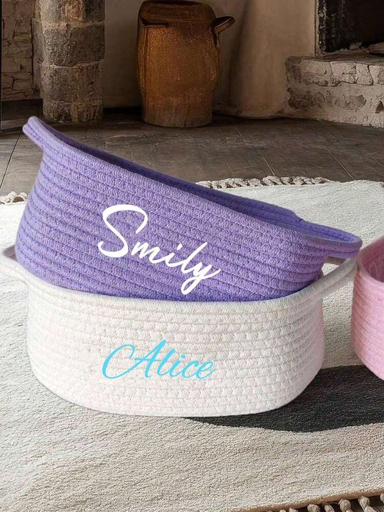 1个小型手工编织收纳篮，适用于客厅、卧室、书桌、床头柜等场所，可收纳化妆品、玩具、宠物用品、遥控器等，是情人节的理想礼物，也是送给她、女儿、学生、儿子的个性化独特礼物，适合周年纪念日、生日等场合。 - 彩色 - 查看 3