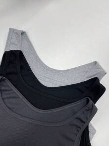 3pcs/Set Comfortable Square Neck Camisole Tops, Soft & Skin-Friendly Sleeveless Elegant Vest For Spring & Summer - Multicolor - View 9