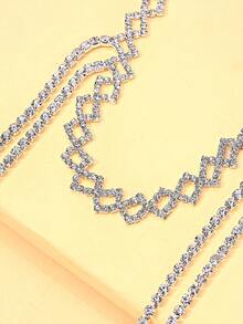 1pc New Tassel Headband, European And American Design, Rhinestone Decor, Minimalist Women Hair Accessory - Silver - View 4