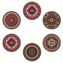 6pcs/Set Traditional Wooden Coasters, Suitable For Home, Office And Party Drink Coasters Set, Bohemian Style Coaster Set For Kitchen, Bedroom, Living Room, Office, Garden, Desktop Decor, Party Decor, Home Decor, Kitchen Accessories, Holiday Decor, Gift, Available In 1 Set, 2 Sets Or 31 Sets, Father's Day Gift - Redwood - View 10