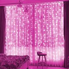 1 pieza Luces de cortina de cadena LED alimentadas por USB, 8 modos de iluminación, control remoto, adecuadas para boda, cumpleaños, fiesta, Pascua, Ramadán, Día de San Valentín, decoración y iluminación para fiesta individual - Luces de cortina alimentadas por USB - Ver 25