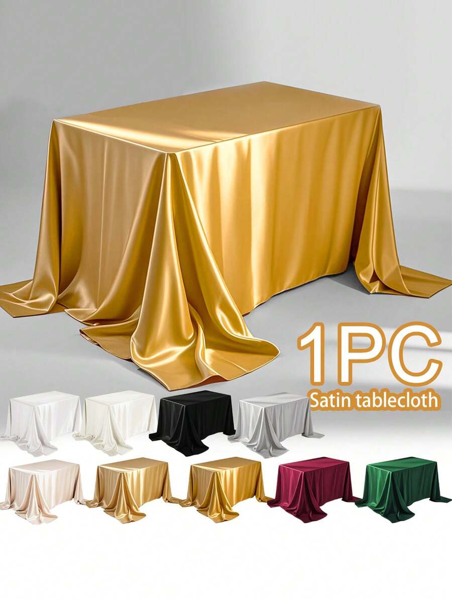 1 chiếc khăn trải bàn hình chữ nhật bằng satin mềm mại, thích hợp cho lễ đính hôn, tiệc cưới, nhà hàng, lễ Giáng sinh và các sự kiện tiệc tùng. - Nhiều màu - Xem 1