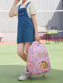 Capybara Cute Campus Backpack, Fashion Lightweight Travel Backpack, Ergonomic Design School Bag, Handbag, Casual Bag For Back To School Season,Large-Capacity Multi-Layer Pencil Case,Back To School Supplies Essentials Office Supplies Valentine's Day Gifts - Multicolor - View 5