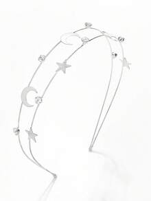 1pc Star & Moon Butterfly Rhinestone Headband, Elastic Hair Hoop For Women & Girls, Yoga Sports Running Headband, Bridal Hair Accessory, Hair Jewelry Gift - FG-03Y - View 12