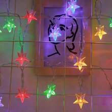 1pc Eid Mubarak Bubble Star String Lights - Battery Powered LED Hanging Lamp, Suitable For Home Holiday Party Decoration
