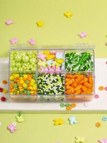 Spring Gift Box Cake Decoration Sprinkles, Rabbit Carrot Flower-Shaped Paper Cupcake Decorations, Homemade Baking DIY Cake And Cookie, Round Dots Of Various Sizes For Embellishment, Suitable For Wedding, Easter And Spring-Themed Parties - Multicolor - View 1