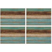 Bộ 4/6 tấm lót bàn ăn nghệ thuật trừu tượng hiện đại, phong cách mùa hè, màu trà, vân gỗ mộc mạc, tranh sơn dầu phối màu tương phản, bảo vệ mặt bàn, thích hợp cho nhà bếp, phòng ăn, đám cưới, trang trí ngày lễ, trang trí phòng, trang trí không gian, kích thước 18*12 inch/45*30 cm - Nhiều màu - Xem 10