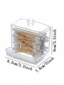 1pc Creative Mini Makeup Brush Holder Storage Box, Plastic Transparent Acrylic Covered Vanity Desk Organizer - Multicolor - View 2