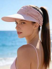1 pezzo Cappello da sole in seta plissettata da donna - Cappello con ampia tesa regolabile e protezione UV, con foro per la coda di cavallo, adatto per spiaggia, golf e attività all'aperto estive (disponibile in più colori), vacanza - 1 pezzo - Visualizzare 6
