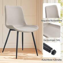 Modern Minimalist Round Table Set (With 4 Armchairs In Tech Fabric And Widened Comfort Seat Cushion), Round Table With 100 Cm Diameter In Black Wood Look, Suitable For Living Room,