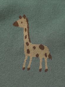 1件装ins风针织婴儿毯，长颈鹿图案柔软婴儿被，新生儿四季儿童盖毯 - 墨綠色 - 查看 6