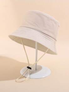 1pc 1-3 Years Old Toddler Reversible Bucket Hat, Soft Breathable Adjustable Drawstring Wide Brim Sun Hat, Suitable For Daily Outdoor Beach - 1PC - View 7