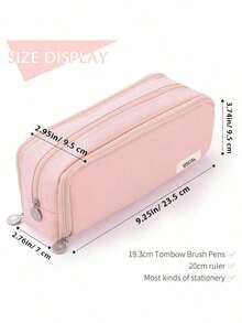 Large Capacity Pencil Case With 3 Compartments, Suitable For Students, Teens, Unisex, Back To School Essential, Includes Stationery, Pencil Pouch And Backpack,Bag - Hồng - Xem 5