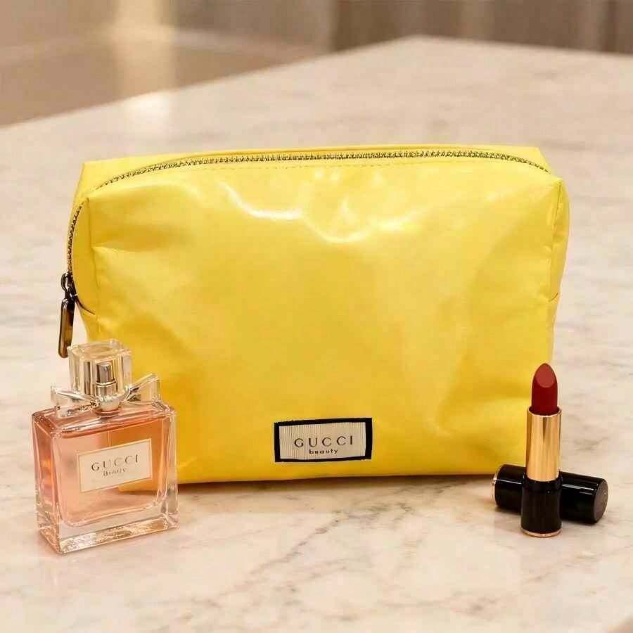 Gucci 中号化妆包，香草黄色，日常使用 - 黃色 - 查看 1
