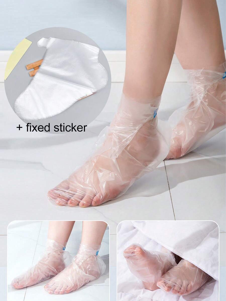 100pcs Disposable Foot Film Moisturizing Cracked Foot Protector Plastic Foot Therapy Cover - Clear - View 1
