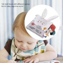 Juguete de Libro de Tela, Libro Suave Arrugado con Colas, Patrón Exquisito Educativo Suave Resistente Al Desgarro para Niños Pequeños (Tipo 3,40964609 - Celeste - Ver 6