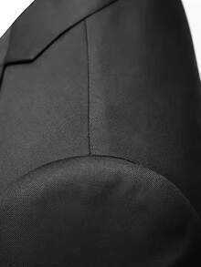 Essential 2-Piece Groomsmen Suit Set For The Groom Premium-Quality, Fashionable Slim-Fit Men's Wedding Attire Suitable For Evening Parties, Business Formal Occasions Men's Suit Set - 黑色 - 查看 5