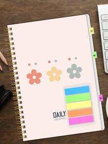 1pc Minimalist A5 Planner Notebook, Personal Diary, Work Log, Study Notes, Home/School/Office Supplies, Desk Decor All-In-One Notepad - Flower Style - View 7