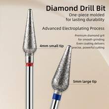 1pc Nail Drill Bit, Manicure Nail Grinder Head, Diamond Sanding Nail File, Cuticle Remover, Nail & Foot Care Tool - Silver - View 8