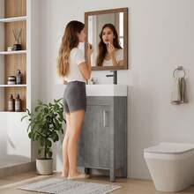 Gris Mueble de Baño Vintage de 41 cm con Lavabo, para Baño - Gris - Ver 2