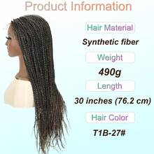 More Beautiful 360° HD Full Lace Knotless Braided Wigs For Women Box Braid Wig With Baby Hair Premium Synthetic Braided Lace Front Wigs(Ombre Brown) - T1B/27 - 查看 5