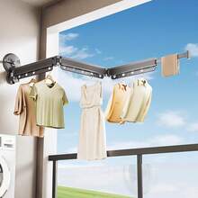Aimall 2/3/4Bar Adjustable Foldable Retractable Clothes Drying Rack Suction Cup Hanger - Two Fold and Three Sections - View 3