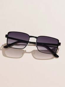 1pc Women Metal Rimmed Square Small Frame Ombre Retro Elegant Hip Hop Stylish Unisex Outdoor Travel Daily Wear Party Fashion Glasses Beach Accessories For Women Glasses Shades Basics Fall Winter Women Outfits Clothes Business Casual Gifts Elegant Outfit For Summer Beach Vacation,Outdoor,Travel - Dusty Purple - View 7