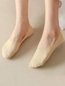 5双装女士夏季薄款船袜拖鞋硅胶防滑冰丝袜无缝隐形浅口透气袜 - 彩色 - 查看 4