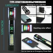 A Flashlight That Can Start A Fire With Storage Box Flashlight Rechargeable Aluminum Alloy High Lumen Fire Starting Flashlight Torch 6 Modes Flashlight With COB Side Light Tactical Adjustable Beam Suitable For Survival In The Wild Camping Fishing - Fire Starting Flashlight Gift - View 10