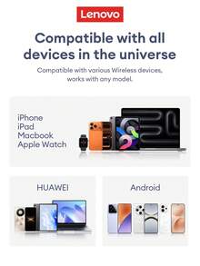 Lenovo 联想 LE258 蓝牙耳机，半入耳式蓝牙 6.0，高品质音频，日常音乐聆听，智能通话，降噪，游戏，声音定位，超长续航，无线耳塞，兼容苹果、华为智能手机、电脑，节日礼物 - 黑色 - 查看 10