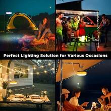 Luces de cadena para camping con luz RGB/cálida recargables por energía solar/USB, lámpara portátil para camping al aire libre, 5 modos, regulable, duradera, adecuada para el Día de San Valentín, Halloween, decoración navideña, camping, fiesta en el jardín, decoración al aire eventos festivos, luces solares - Cadena de luces para acampar - Ver 10